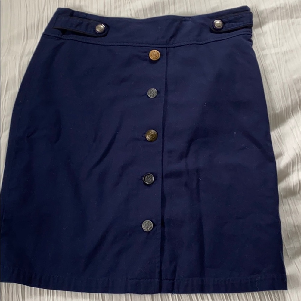 Blue Military Mixed Button Front Skirt